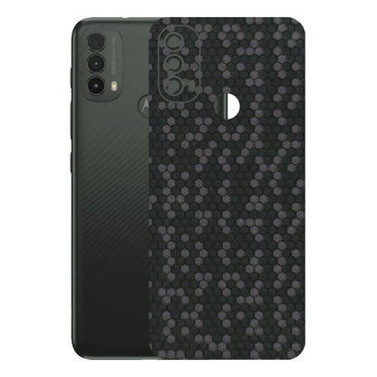 Motorola Phone Skins (All Models) - Black Grey Honeycomb Sober - 3D Embossed Finish (L-85) Motorola Moto E40