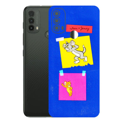 Motorola Phone Skins (All Models) - Tom N Jerry Sticky Notes - 3D Embossed Finish (L-88) Motorola Moto E40