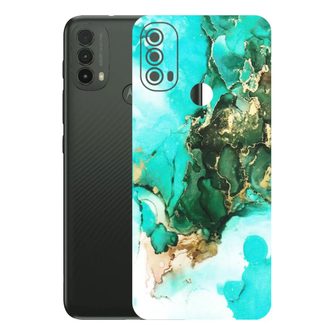 Motorola Phone Skins (All Models) - The Blue Gold Marble - Matte Finish (M-124) Motorola Moto E40