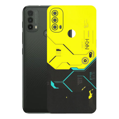 Motorola Phone Skins (All Models) - Black Yellow Technica - Matte Finish (M-53) Motorola Moto E40