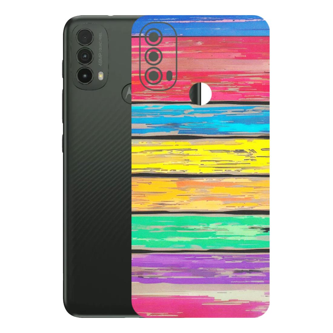 Motorola Phone Skins (All Models) - Multi Colour Wooden Wall - Matte Finish (M-96) Motorola Moto E40