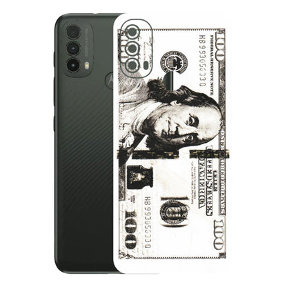 Motorola Phone Skins (All Models) - 100 Dollar Currency - Transparent Finish (T-01) Motorola Moto E40