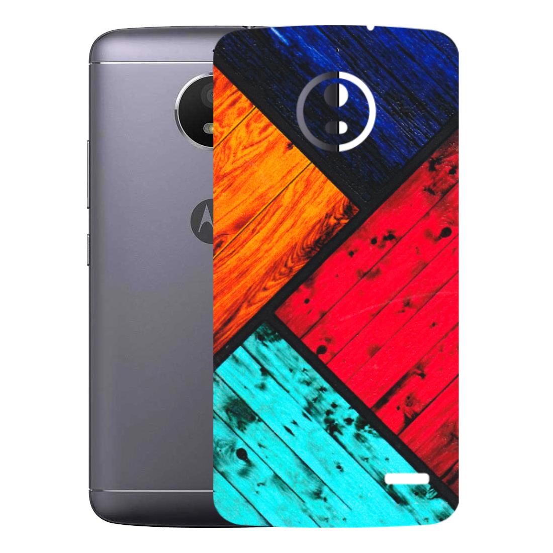Motorola Phone Skins (All Models) - Colourful Wood Panels Abstract - 3D Embossed Finish (L-09) Motorola Moto E4
