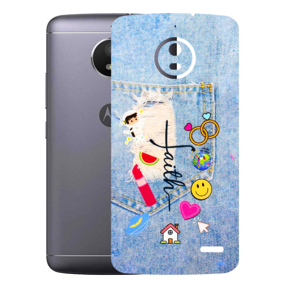 Motorola Phone Skins (All Models) - Denim Jeans Pocket - 3D Embossed Finish (L-134) Motorola Moto E4