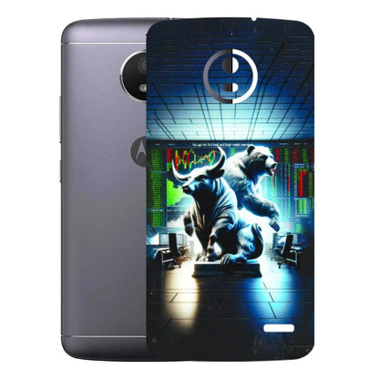 Motorola Phone Skins (All Models) - Stock Market Sensex Bear vs Bulls - 3D Embossed Finish (L-15) Motorola Moto E4