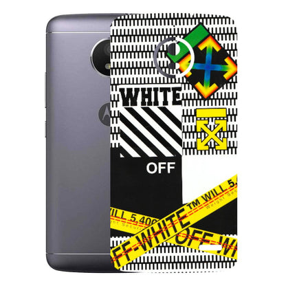 Motorola Phone Skins (All Models) - White Off Abstract - 3D Embossed Finish (L-172) Motorola Moto E4