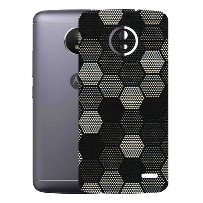 Motorola Phone Skins (All Models) - Black & White Dotted Honeycomb Texture - 3D Embossed Finish (L-202) Motorola Moto E4