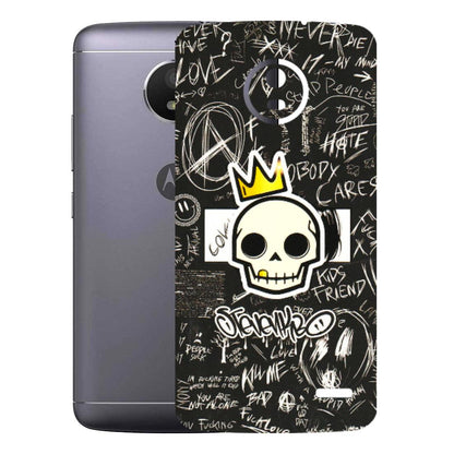 Motorola Phone Skins (All Models) - Funny Skull Black Chalk Grafitti - 3D Embossed Finish (L-22) Motorola Moto E4