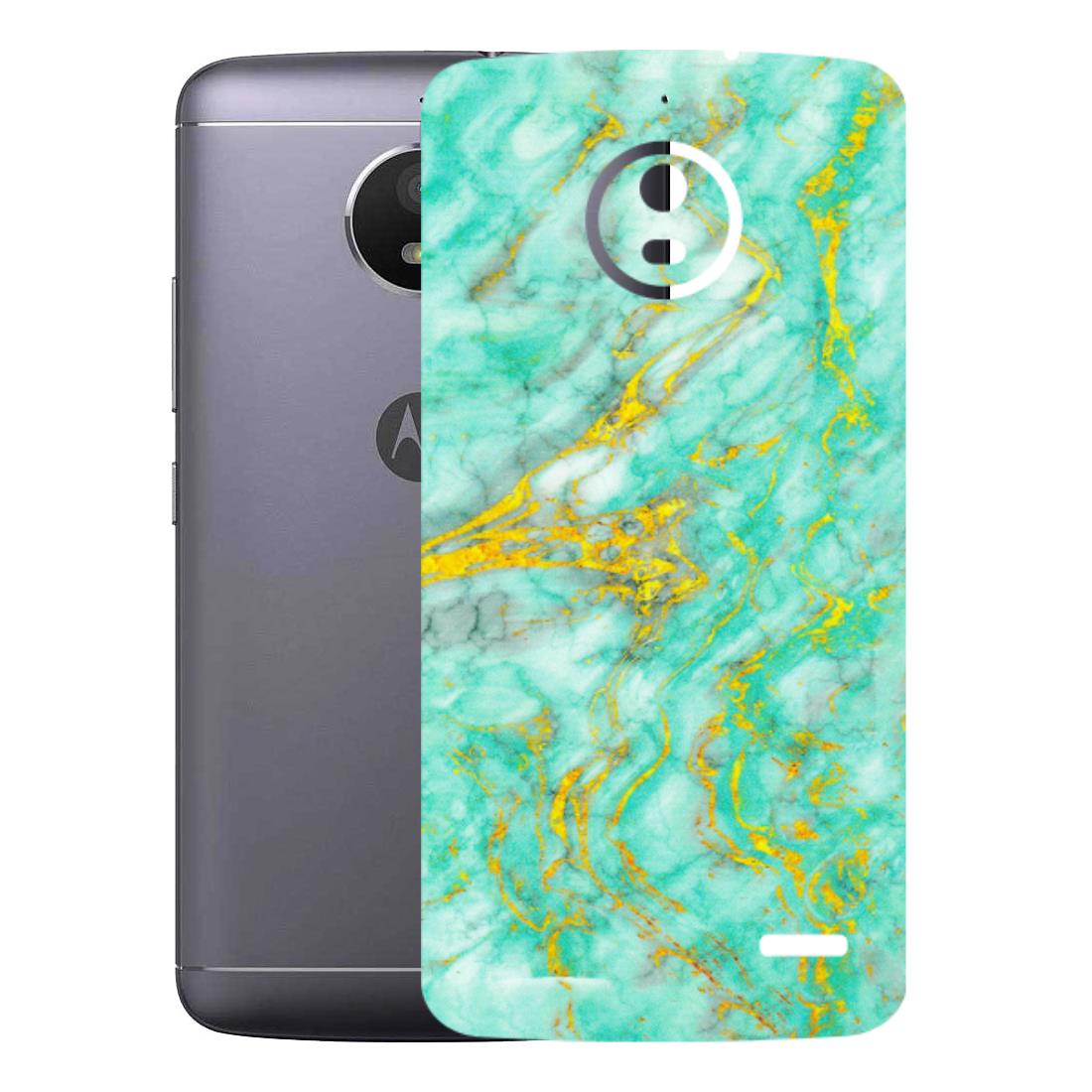 Motorola Phone Skins (All Models) - Green And Gold Marble Feel - Matte Finish (M-16) Motorola Moto E4