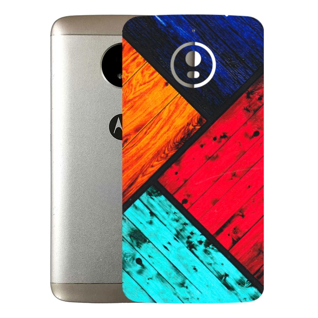 Motorola Phone Skins (All Models) - Colourful Wood Panels Abstract - 3D Embossed Finish (L-09) Motorola Moto E4 Plus