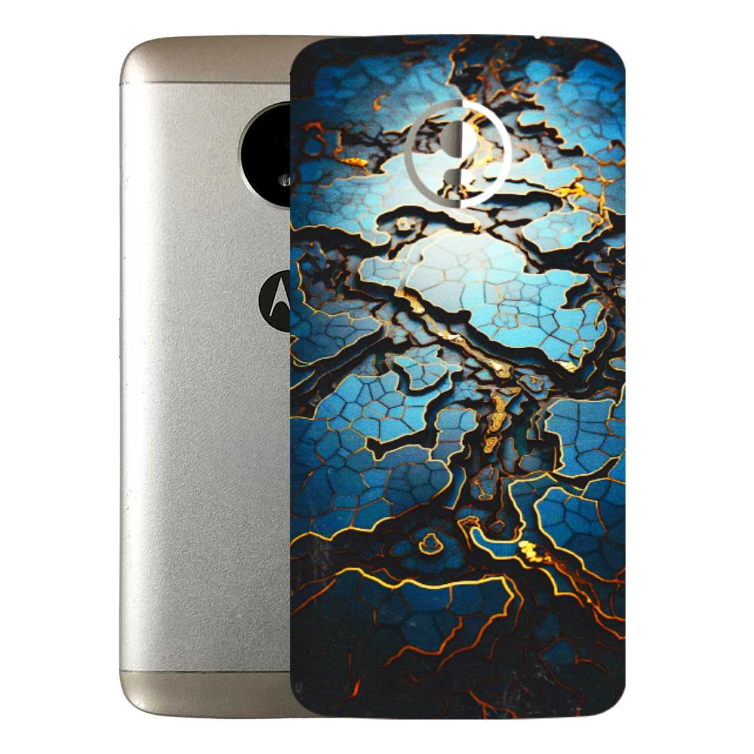 Motorola Phone Skins (All Models) - Blue Gold Abstract - 3D Embossed Finish (L-11) Motorola Moto E4 Plus
