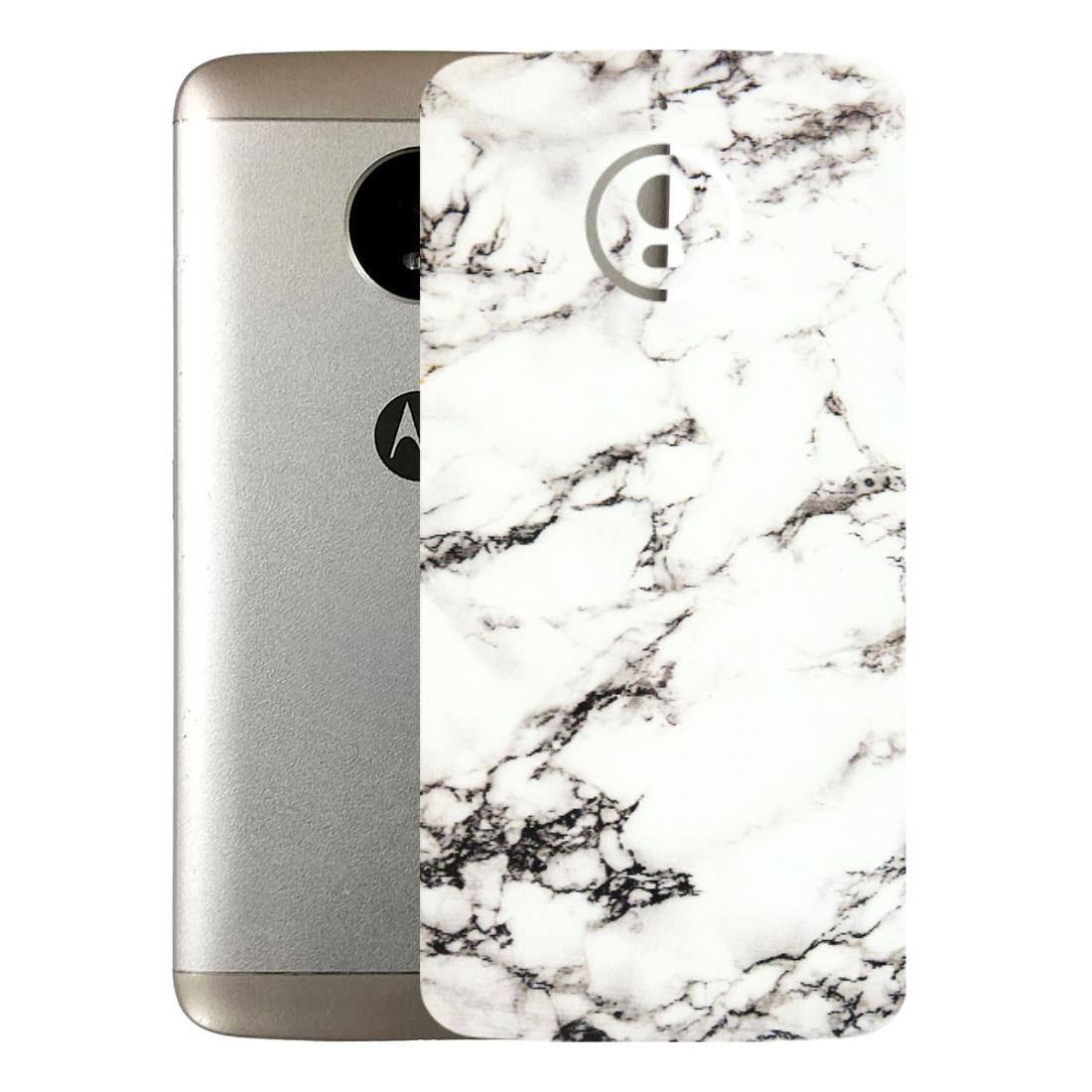 Motorola Phone Skins (All Models) - Black and White Marble Texture - 3D Embossed Finish (L-124) Motorola Moto E4 Plus