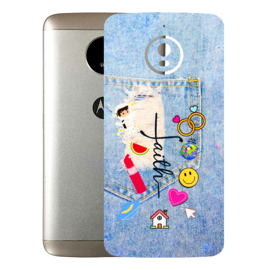 Motorola Phone Skins (All Models) - Denim Jeans Pocket - 3D Embossed Finish (L-134) Motorola Moto E4 Plus