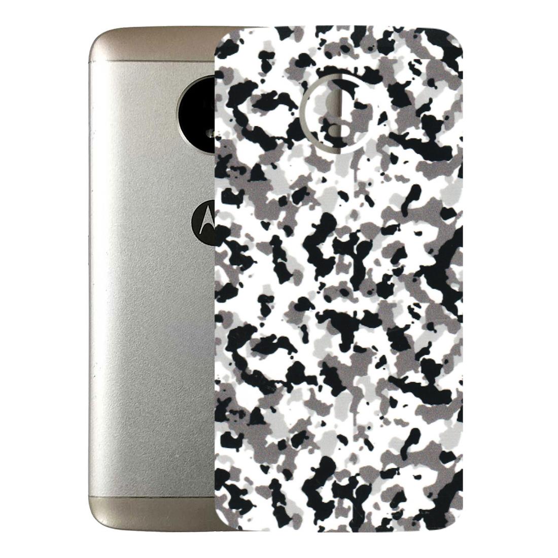 Motorola Phone Skins (All Models) - White Black Camouflage - 3D Embossed Finish (L-18) Motorola Moto E4 Plus