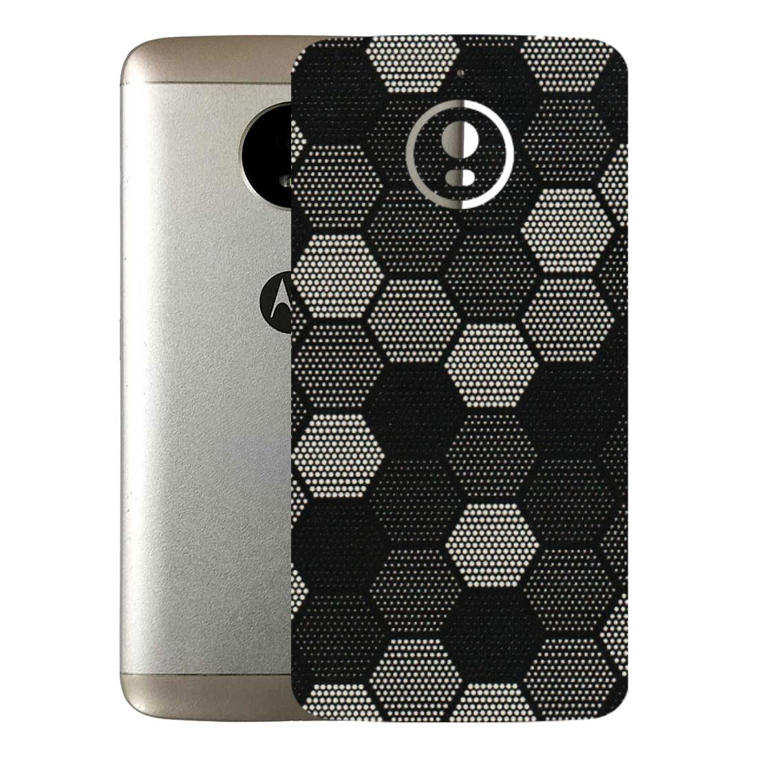 Motorola Phone Skins (All Models) - Black & White Dotted Honeycomb Texture - 3D Embossed Finish (L-202) Motorola Moto E4 Plus