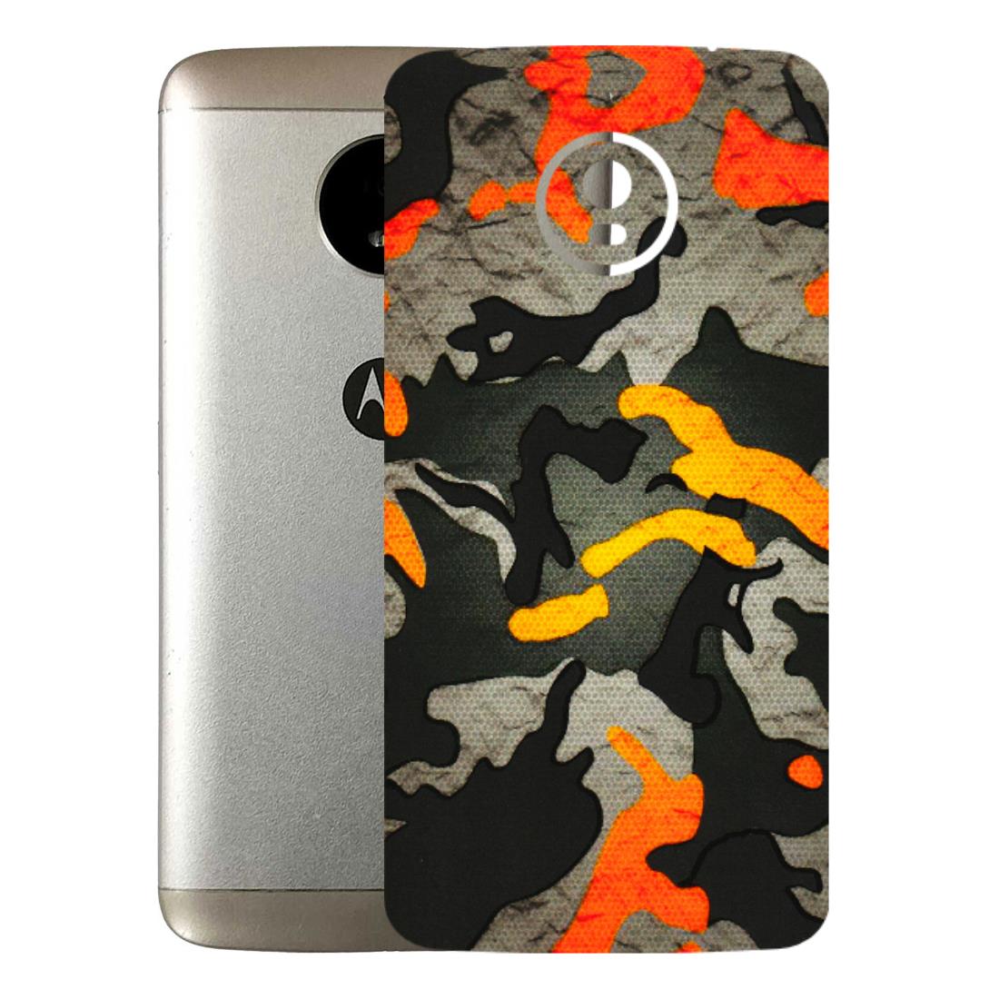 Motorola Phone Skins (All Models) - Orange Camouflage - 3D Embossed Finish (L-204) Motorola Moto E4 Plus