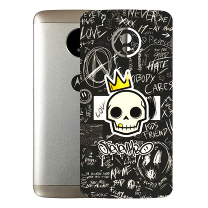 Motorola Phone Skins (All Models) - Funny Skull Black Chalk Grafitti - 3D Embossed Finish (L-22) Motorola Moto E4 Plus