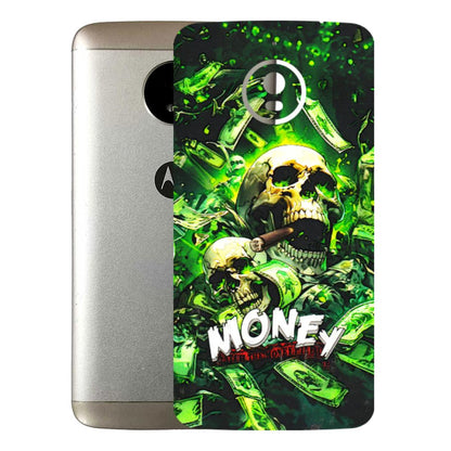 Motorola Phone Skins (All Models) - Skull Money - 3D Embossed Finish (L-303) Motorola Moto E4 Plus