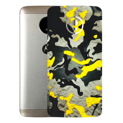 Motorola Phone Skins (All Models) - Yellow Camouflage - 3D Embossed Finish (L-61) Motorola Moto E4 Plus