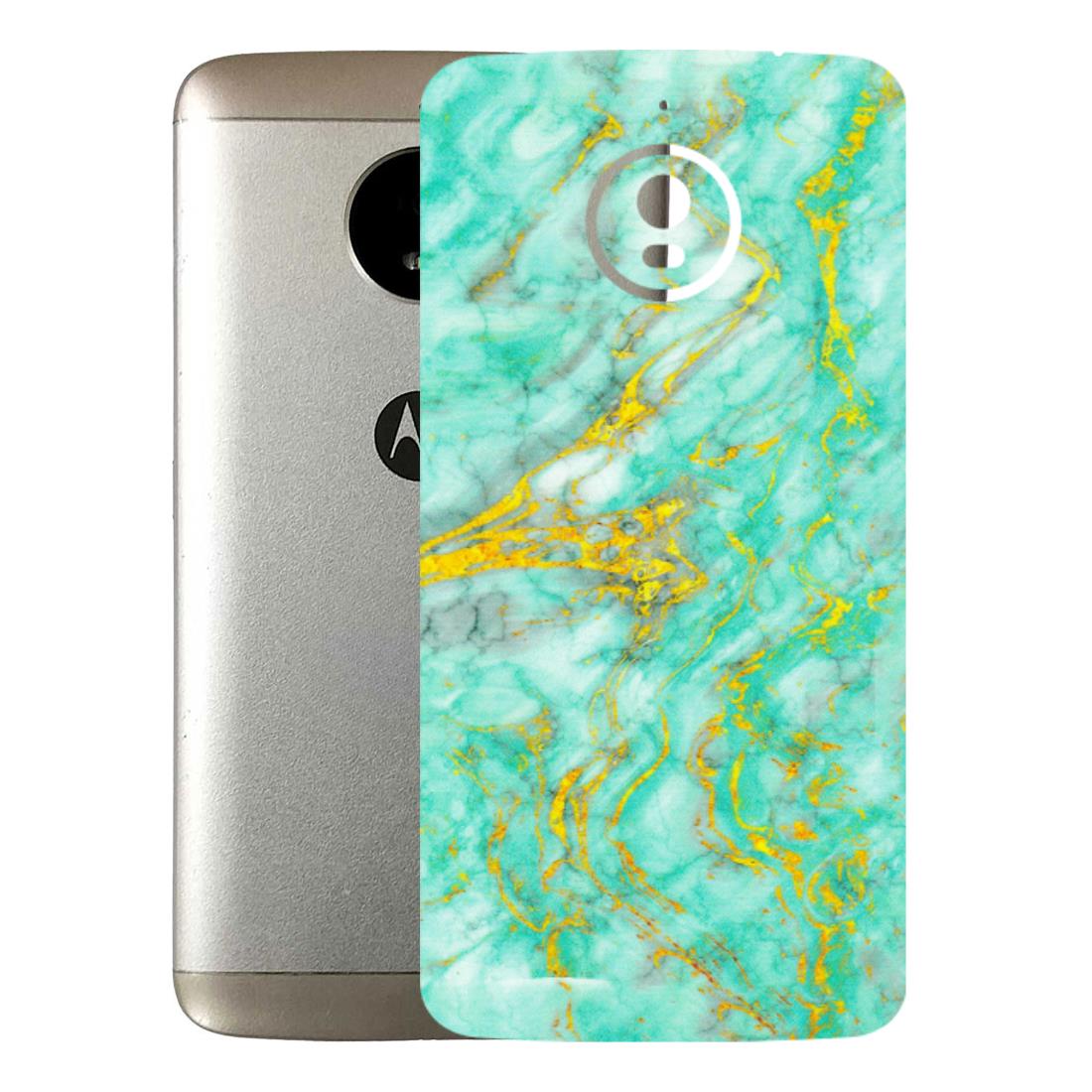 Motorola Phone Skins (All Models) - Green And Gold Marble Feel - Matte Finish (M-16) Motorola Moto E4 Plus