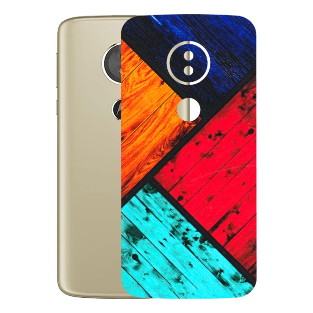 Motorola Phone Skins (All Models) - Colourful Wood Panels Abstract - 3D Embossed Finish (L-09) Motorola Moto E5