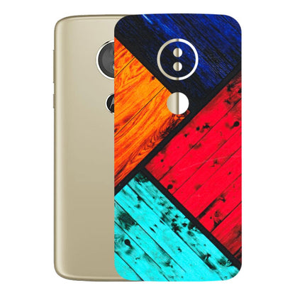 Motorola Phone Skins (All Models) - Colourful Wood Panels Abstract - 3D Embossed Finish (L-09) Motorola Moto E5