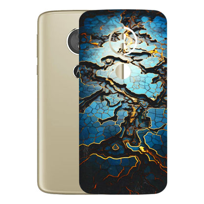 Motorola Phone Skins (All Models) - Blue Gold Abstract - 3D Embossed Finish (L-11) Motorola Moto E5