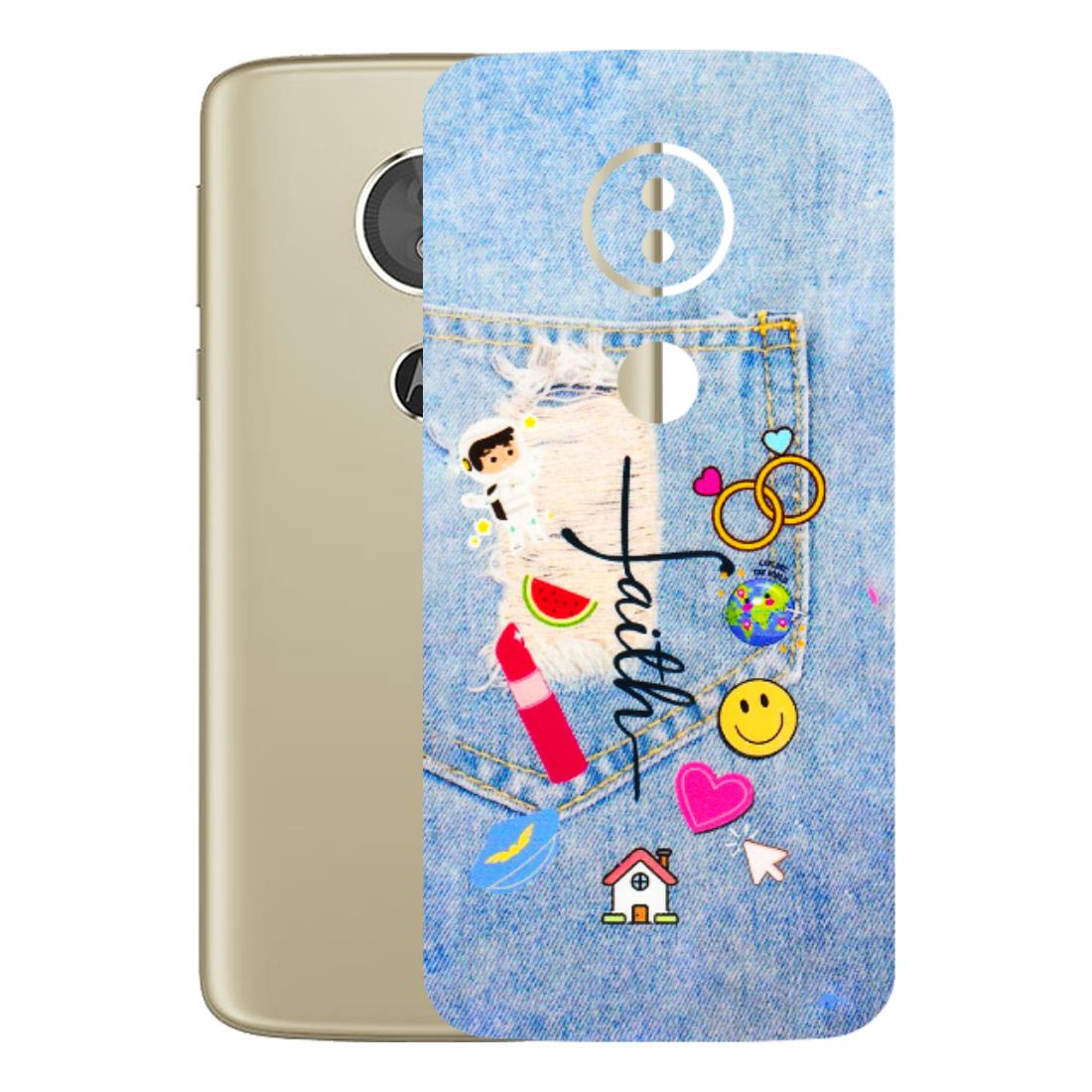 Motorola Phone Skins (All Models) - Denim Jeans Pocket - 3D Embossed Finish (L-134) Motorola Moto E5