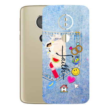 Motorola Phone Skins (All Models) - Denim Jeans Pocket - 3D Embossed Finish (L-134) Motorola Moto E5