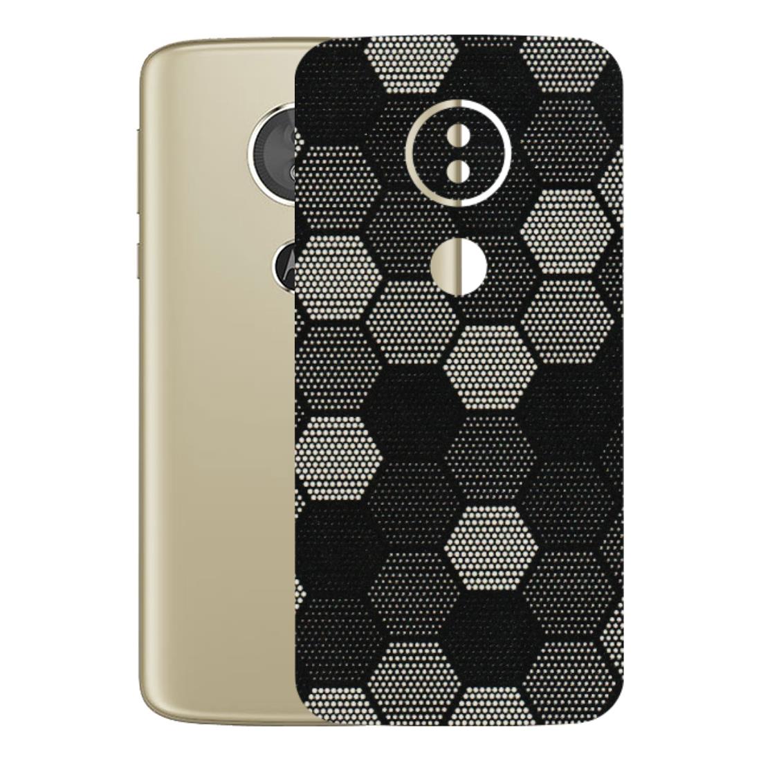 Motorola Phone Skins (All Models) - Black & White Dotted Honeycomb Texture - 3D Embossed Finish (L-202) Motorola Moto E5