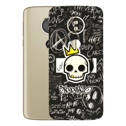 Motorola Phone Skins (All Models) - Funny Skull Black Chalk Grafitti - 3D Embossed Finish (L-22) Motorola Moto E5