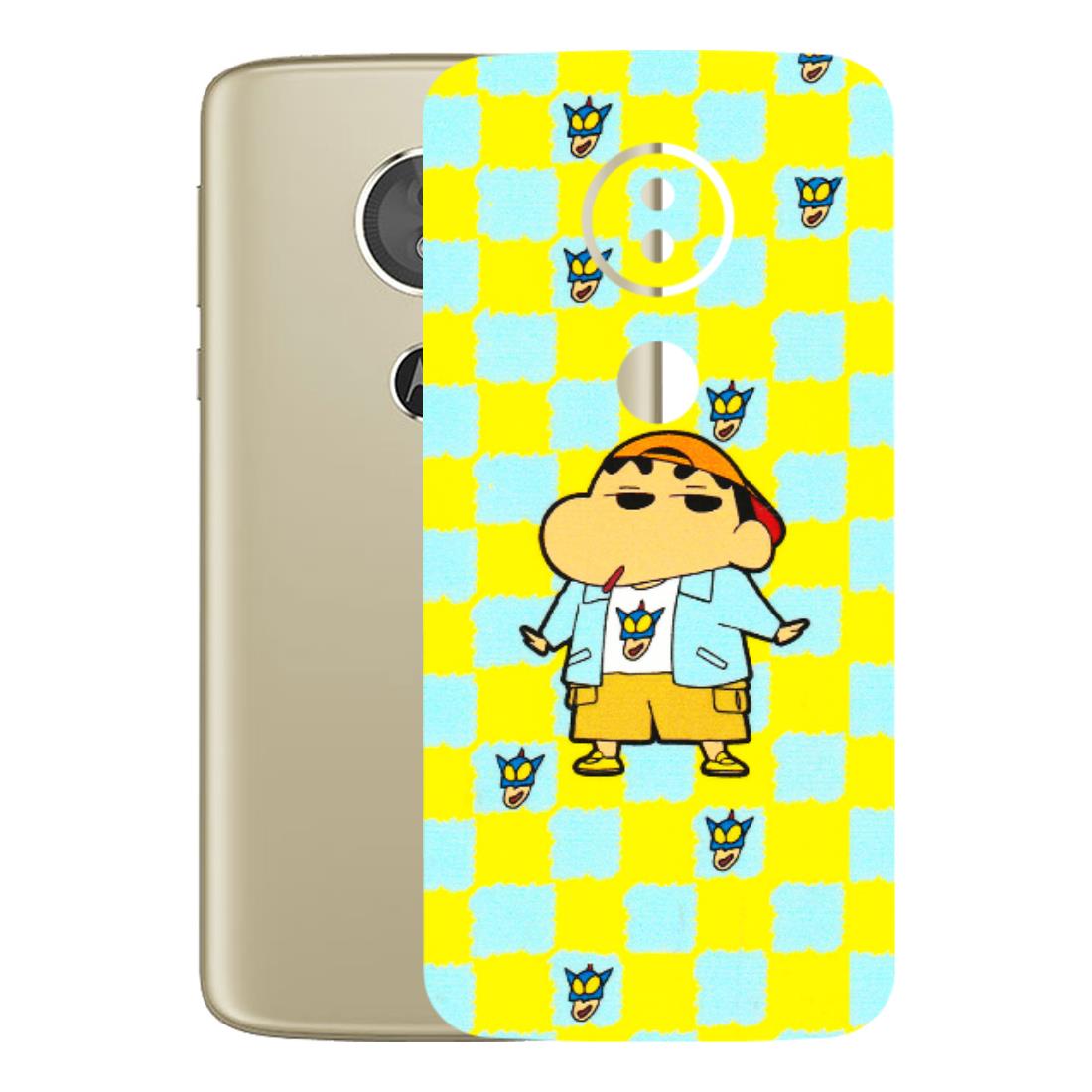 Motorola Phone Skins (All Models) - Yellow Blue Shinchan Cute - 3D Embossed Finish (L-221) Motorola Moto E5
