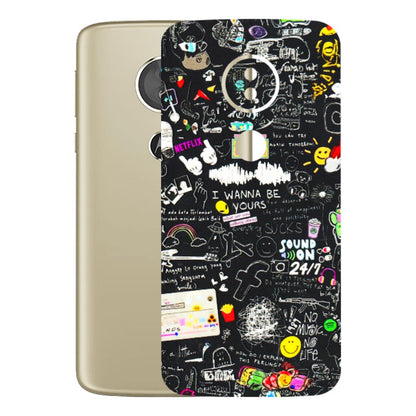Motorola Phone Skins (All Models) - Black Creatives Doodles - 3D Embossed Finish (L-311) Motorola Moto E5