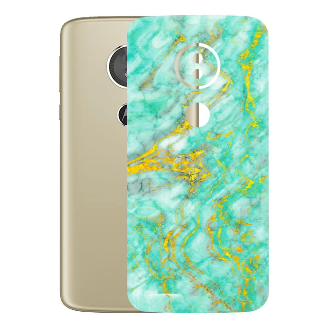 Motorola Phone Skins (All Models) - Green And Gold Marble Feel - Matte Finish (M-16) Motorola Moto E5