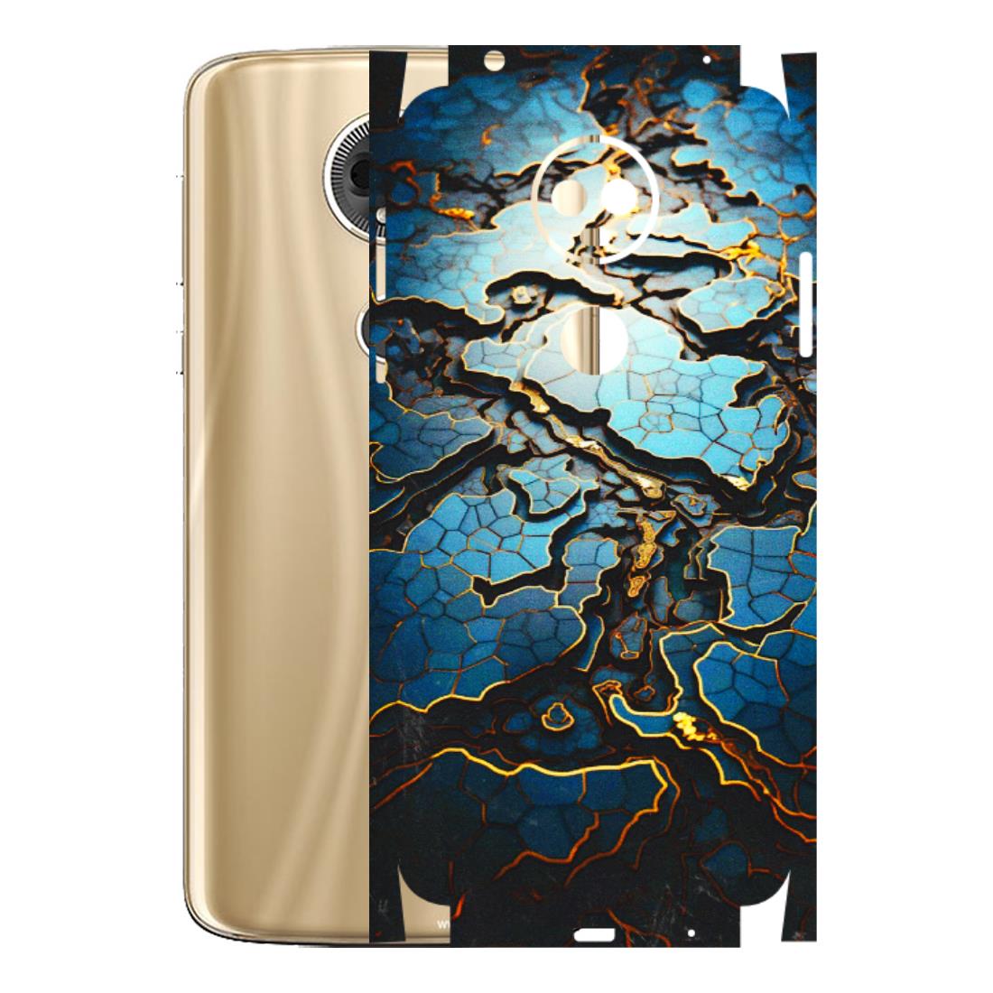 Motorola Phone Skins (All Models) - Blue Gold Abstract - 3D Embossed Finish (L-11) Motorola Moto E5 Plus