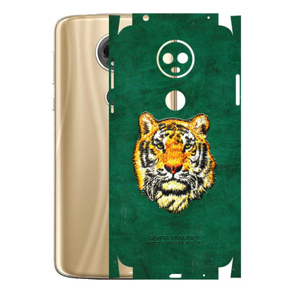 Motorola Phone Skins (All Models) - Leather Feel Tiger - 3D Embossed Finish (L-111) Motorola Moto E5 Plus