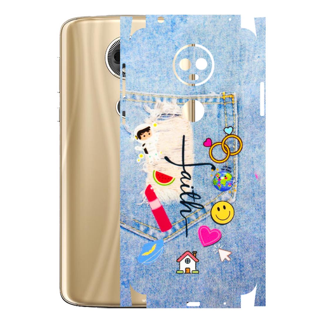 Motorola Phone Skins (All Models) - Denim Jeans Pocket - 3D Embossed Finish (L-134) Motorola Moto E5 Plus