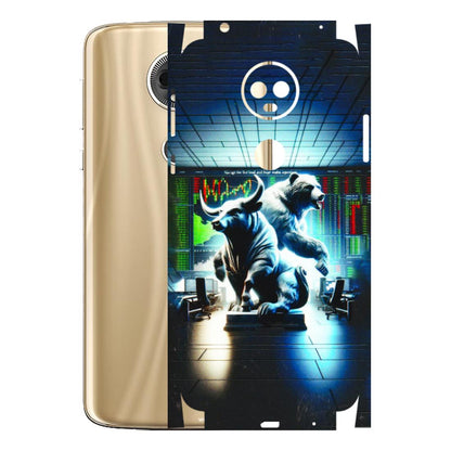 Motorola Phone Skins (All Models) - Stock Market Sensex Bear vs Bulls - 3D Embossed Finish (L-15) Motorola Moto E5 Plus