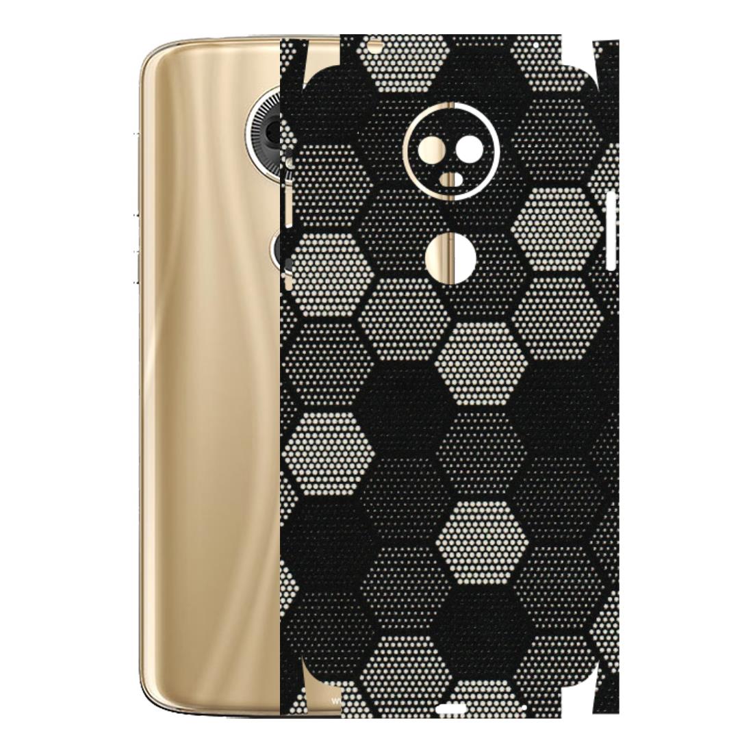 Motorola Phone Skins (All Models) - Black & White Dotted Honeycomb Texture - 3D Embossed Finish (L-202) Motorola Moto E5 Plus