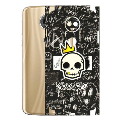 Motorola Phone Skins (All Models) - Funny Skull Black Chalk Grafitti - 3D Embossed Finish (L-22) Motorola Moto E5 Plus