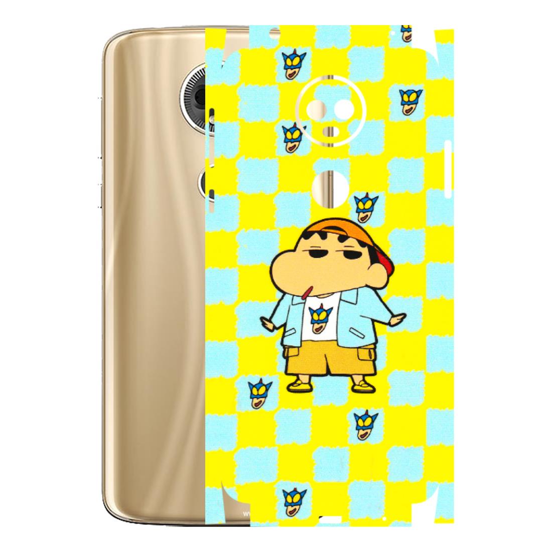 Motorola Phone Skins (All Models) - Yellow Blue Shinchan Cute - 3D Embossed Finish (L-221) Motorola Moto E5 Plus