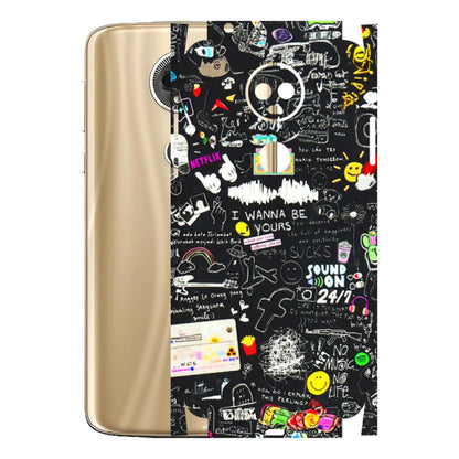 Motorola Phone Skins (All Models) - Black Creatives Doodles - 3D Embossed Finish (L-311) Motorola Moto E5 Plus