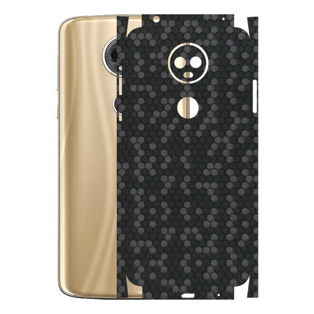 Motorola Phone Skins (All Models) - Black Grey Honeycomb Sober - 3D Embossed Finish (L-85) Motorola Moto E5 Plus