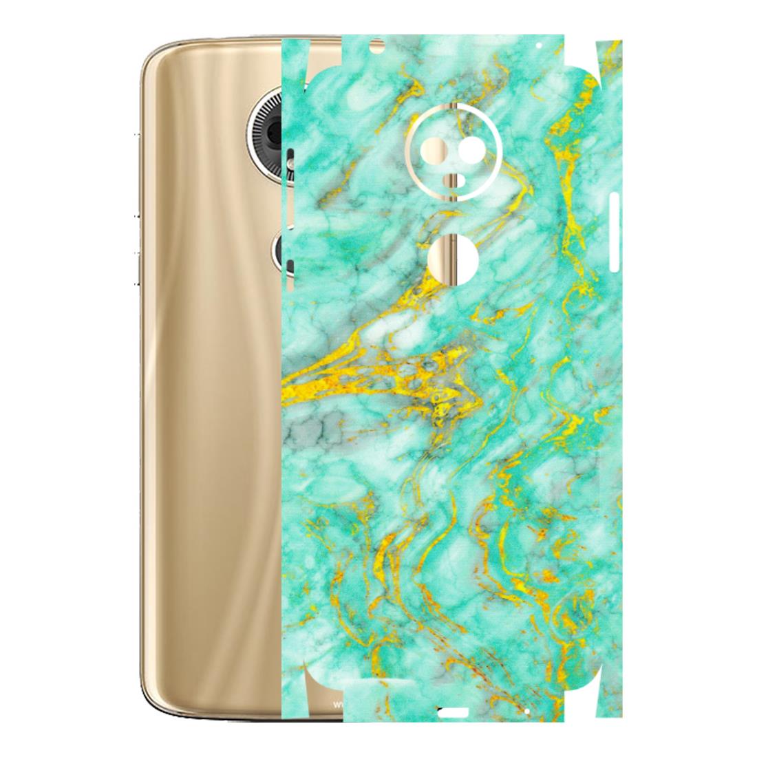 Motorola Phone Skins (All Models) - Green And Gold Marble Feel - Matte Finish (M-16) Motorola Moto E5 Plus