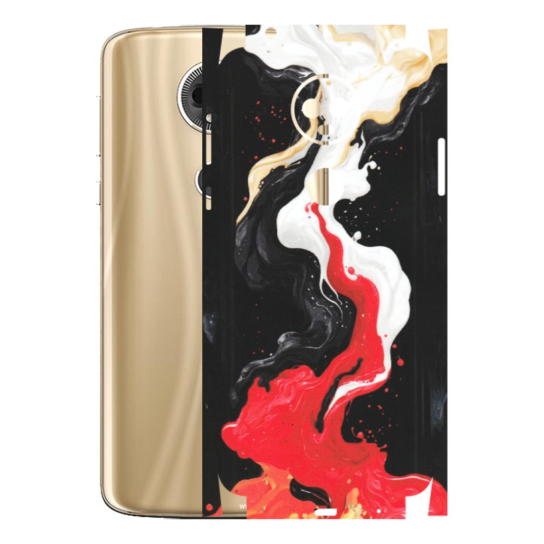 Motorola Phone Skins (All Models) - Black Red White Paint Splash Fusion - Matte Finish (M-56) Motorola Moto E5 Plus