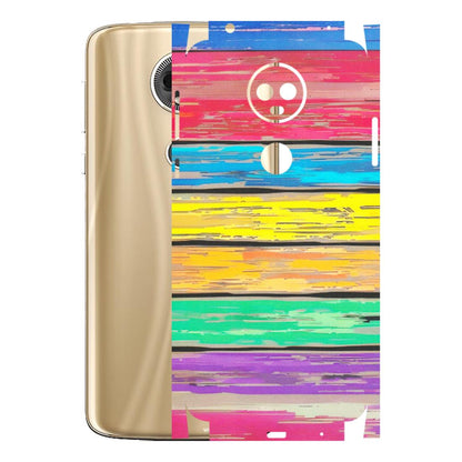 Motorola Phone Skins (All Models) - Multi Colour Wooden Wall - Matte Finish (M-96) Motorola Moto E5 Plus