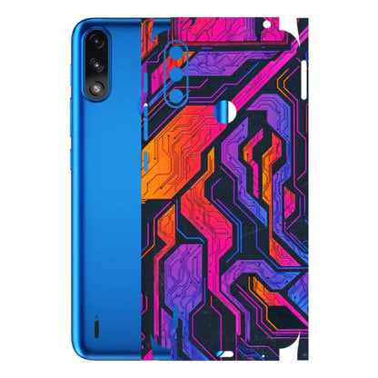 Motorola Phone Skins (All Models) - Tech Circuits Futuristic - 3D Embossed Finish (L-07) Motorola Moto E7 Power