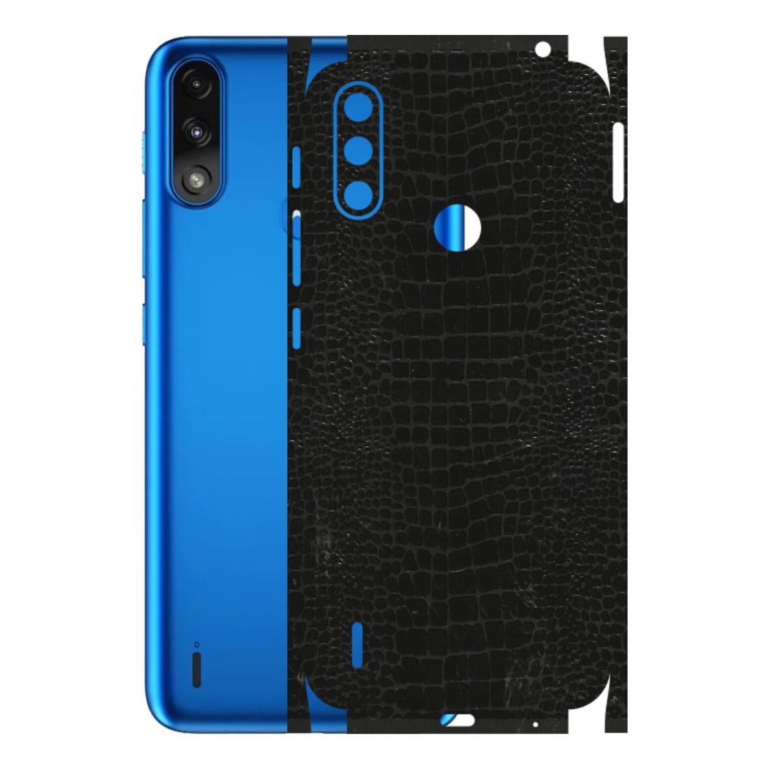 Motorola Phone Skins (All Models) - Snake Leather Black - 3D Embossed Finish (L-107) Motorola Moto E7 Power