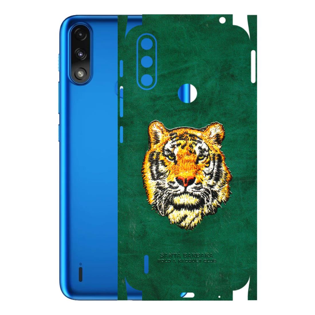 Motorola Phone Skins (All Models) - Leather Feel Tiger - 3D Embossed Finish (L-111) Motorola Moto E7 Power