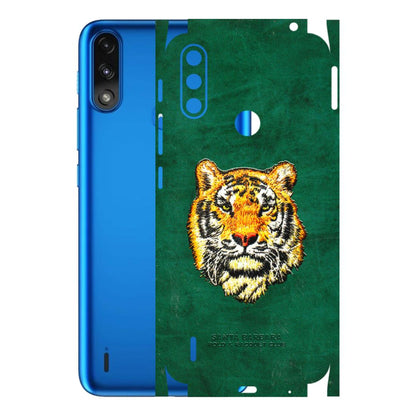 Motorola Phone Skins (All Models) - Leather Feel Tiger - 3D Embossed Finish (L-111) Motorola Moto E7 Power